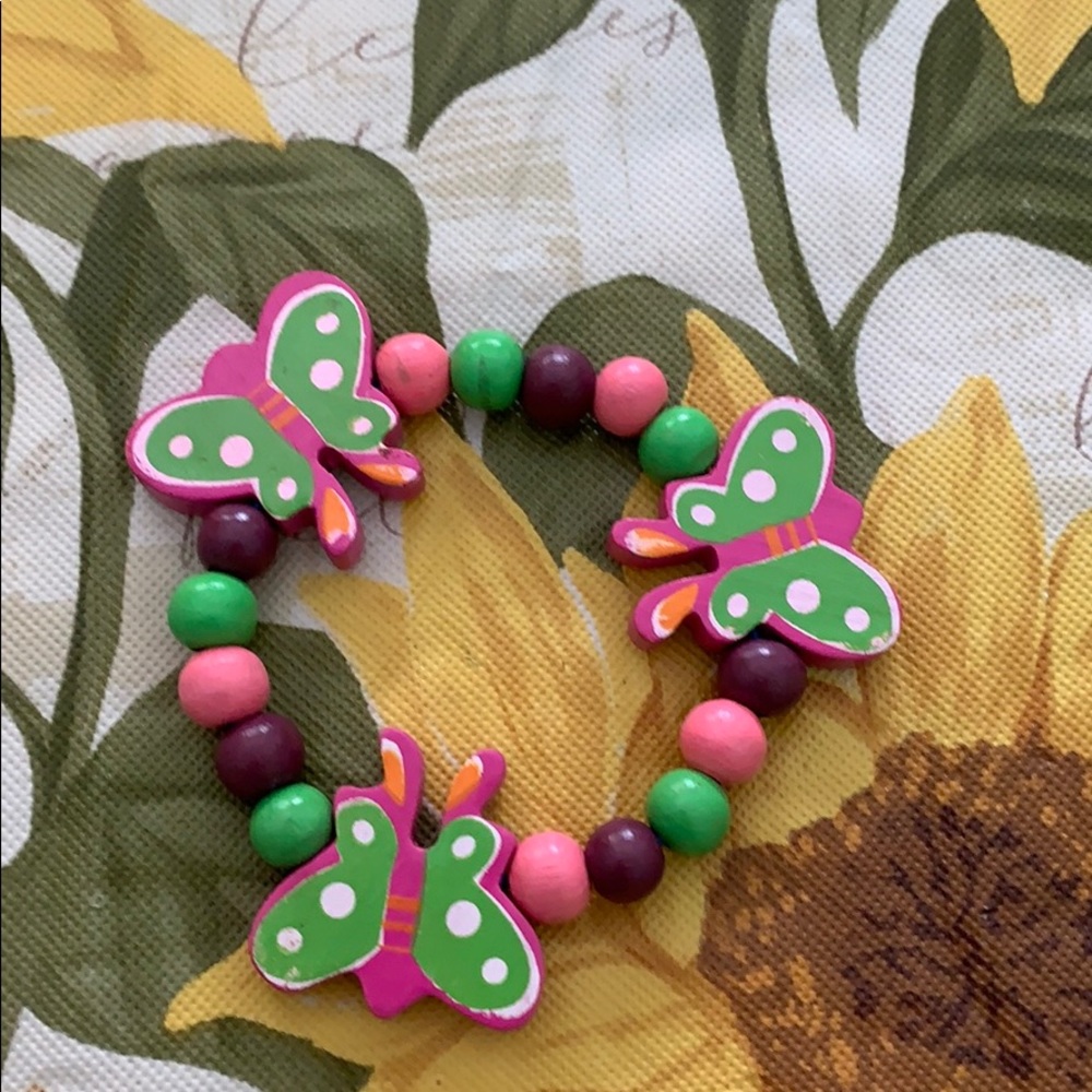 Cute kids beaded butterfly bracelet